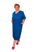 Bavlnené plus size šaty s mašľou vzadu - modré